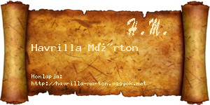 Havrilla Márton névjegykártya